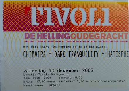 Chimaira / Dark Tranquillity / Hatesphere - Tivoli ticket