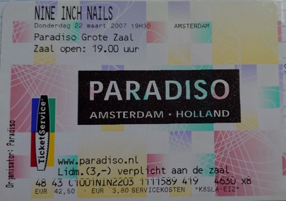 Nine Inch Nails - Paradiso ticket
