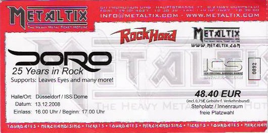 Doro 25 years in rock - ISS Dome Düsseldorf ticket