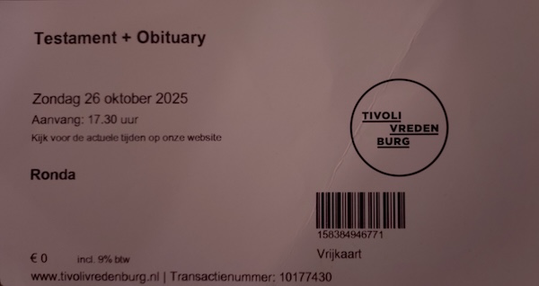 Testament - Tivoli ticket